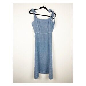 HONORINE Square Neckline Midi Length Dress Small 100% Linen​​​​​